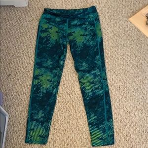 Green Patterned Active Wear Leggings